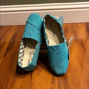 TOMS Women’s Alpargata Peacock Blue Heritage Canvas NWT